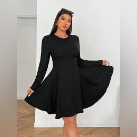 Zara Black Long Sleeve A-Line Dress - Picture 2 of 10
